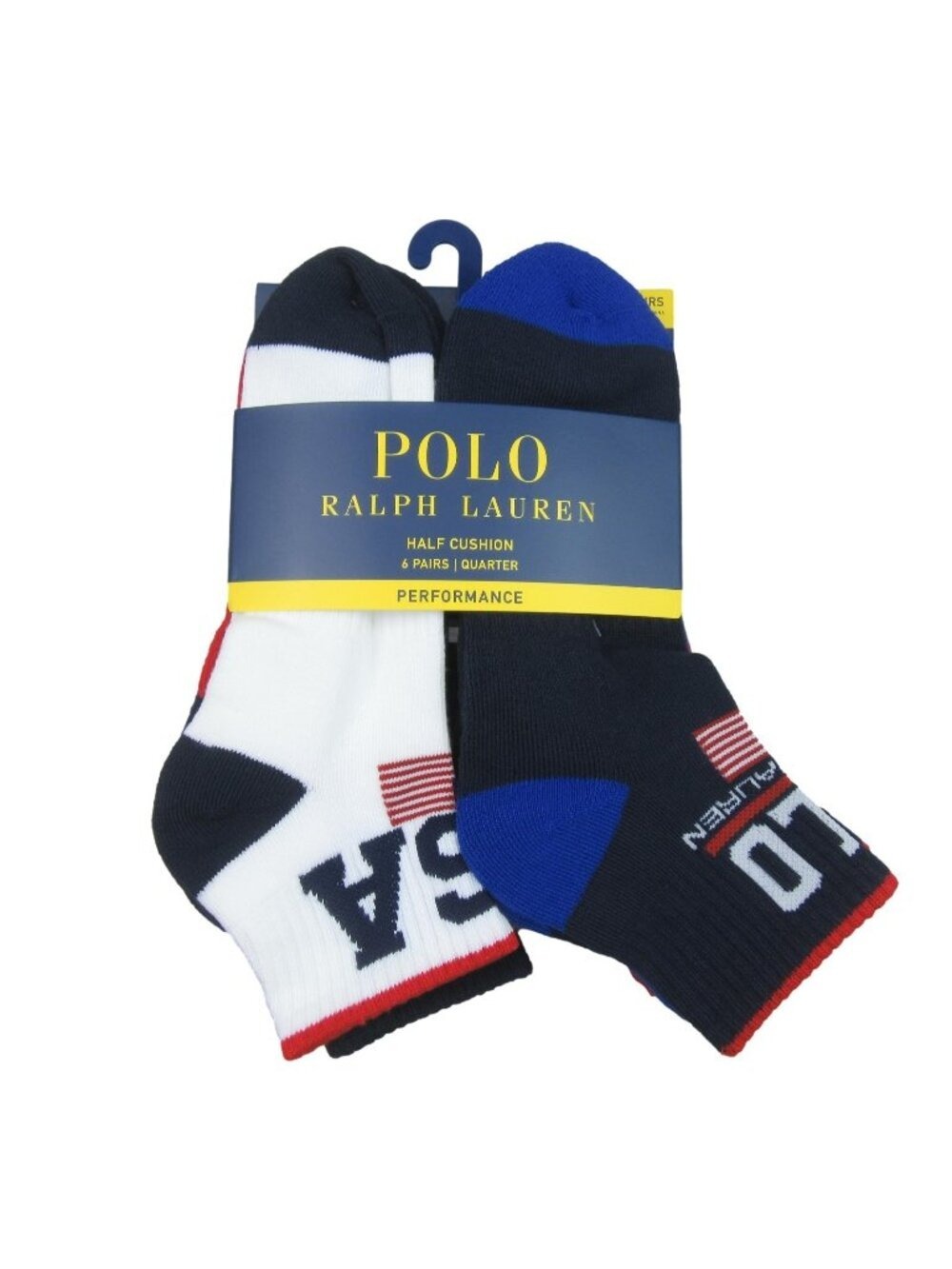 Polo Ralph Lauren Performance USA Quarter Socks Men's Size 6-12.5 (6 PAIRS) NEW
